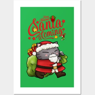 Christmas Santa Cat Posters and Art